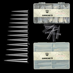 HNS DIAMOND NAIL TIP CLEAR STILETTO